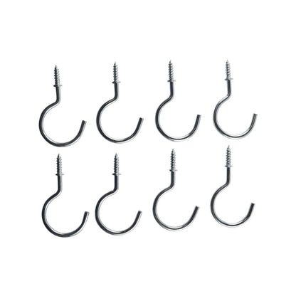 Everhang 28mm Zinc Plated Cup Hooks 8 Pack - Secure, Easy Install, 5kg Load Capacity