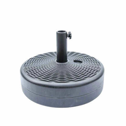 Coolaroo 47cm Round Water Fillable Umbrella Base, Rattan Finish, Charcoal, Plastic & Steel