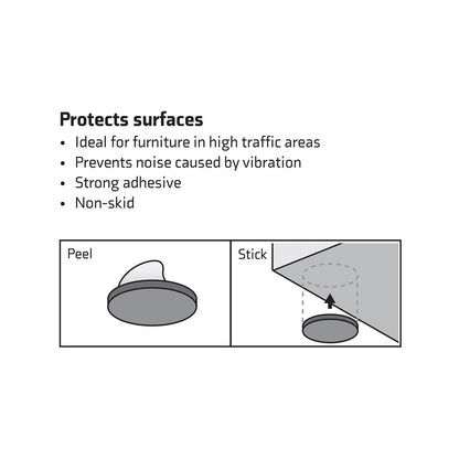Surface Gard 13mm Black Foam Pad Floor Protection, 24 Piece - Reduces Scratches & Noise