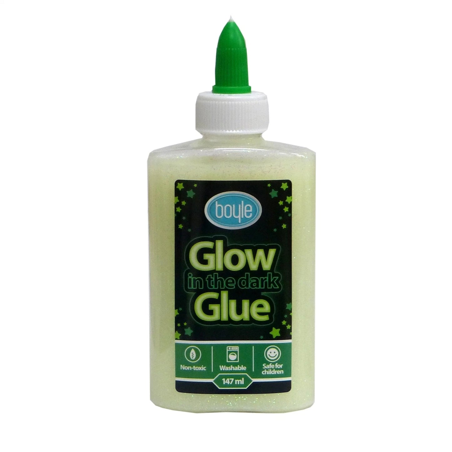 Boyle Glow In The Dark Adhesive Craft Glue 147ml - Child Safe, Washable, Rechargeable Glow