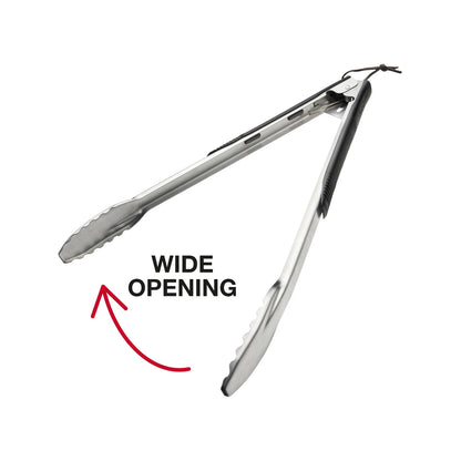 Char-Griller Long Locking BBQ Tongs, 43cm, Ergonomic Handle, Scalloped Teeth
