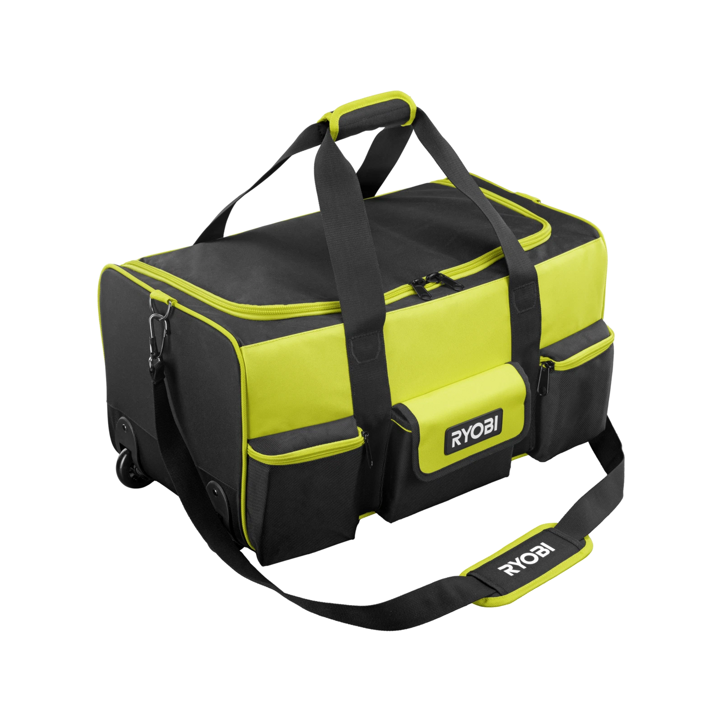 Ryobi 550mm Wheelie Tool Bag with Telescopic Handle, 17 Pockets, Durable Fabric
