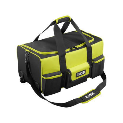 Ryobi 550mm Wheelie Tool Bag with Telescopic Handle, 17 Pockets, Durable Fabric