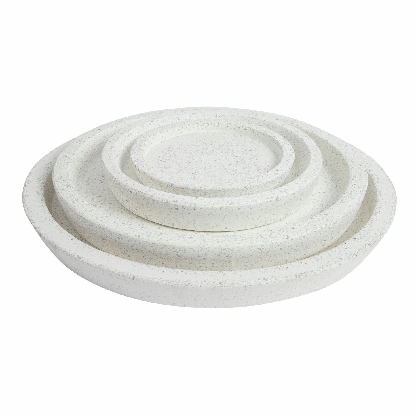 Northcote Pottery White Terrazzo Look Saucer 42x42cm, Durable & Weather Resistant