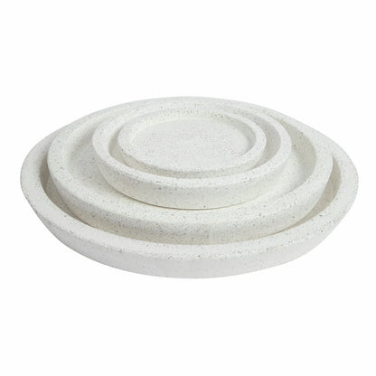 Northcote Pottery White Terrazzo Look Saucer 42x42cm, Durable & Weather Resistant