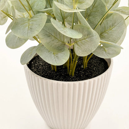 Artificial Baby Eucalyptus Plant - Green, 38cm, No Maintenance, White Pot