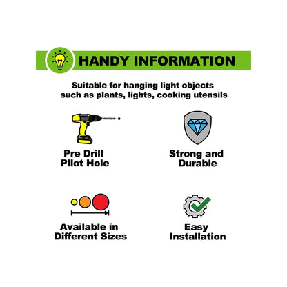 Everhang 22mm Zinc Plated Cup Hooks 4 Pack - Durable, Easy Install, Indoor/Outdoor Use