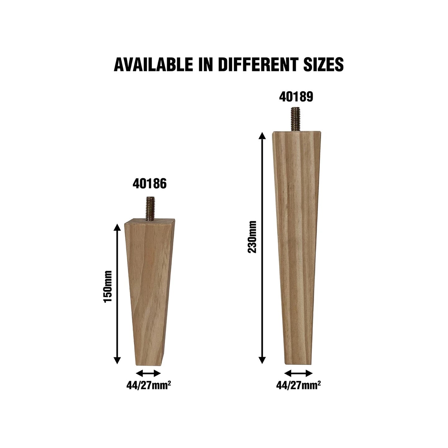 Adoored 230mm Pine Square Tapered Furniture Leg, Natural Wood, Easy Install, Modern Design