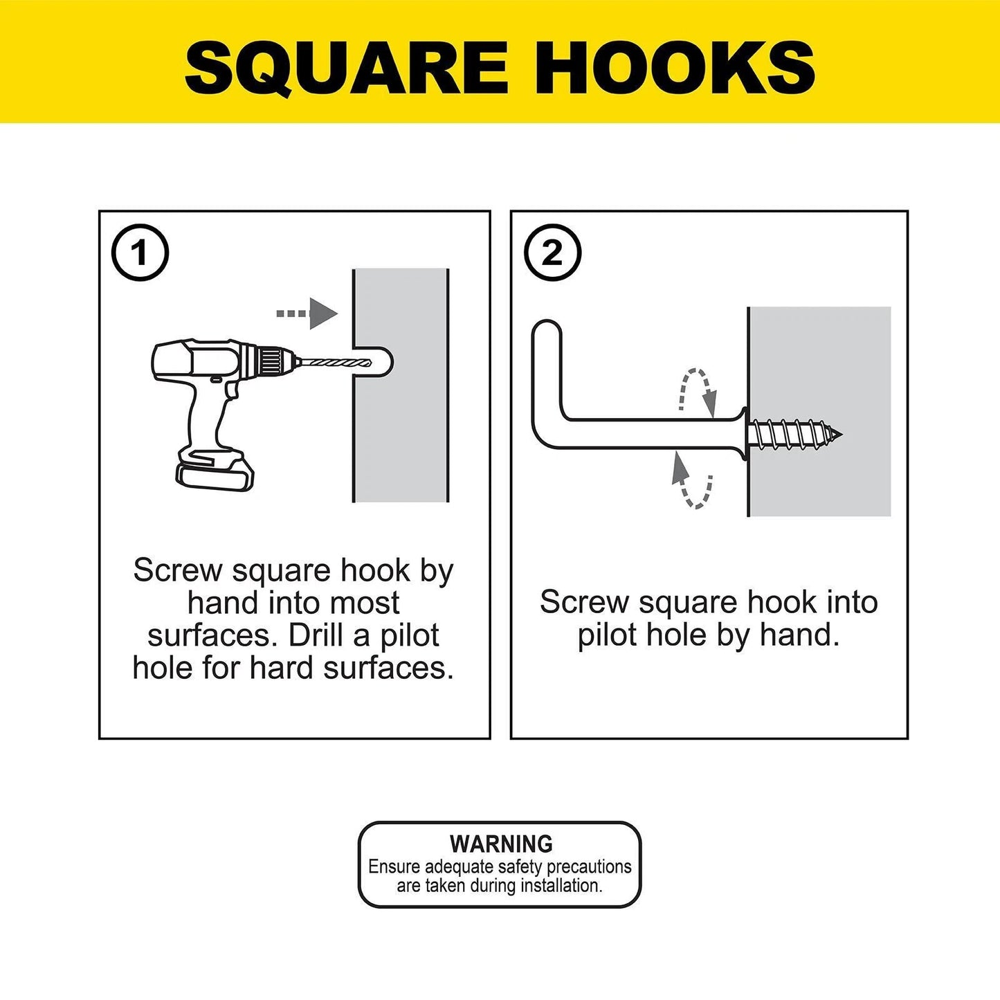 Everhang 25mm White PVC Coated Square Hooks - 5 Pack, Secure Wall Mount, 13kg Capacity