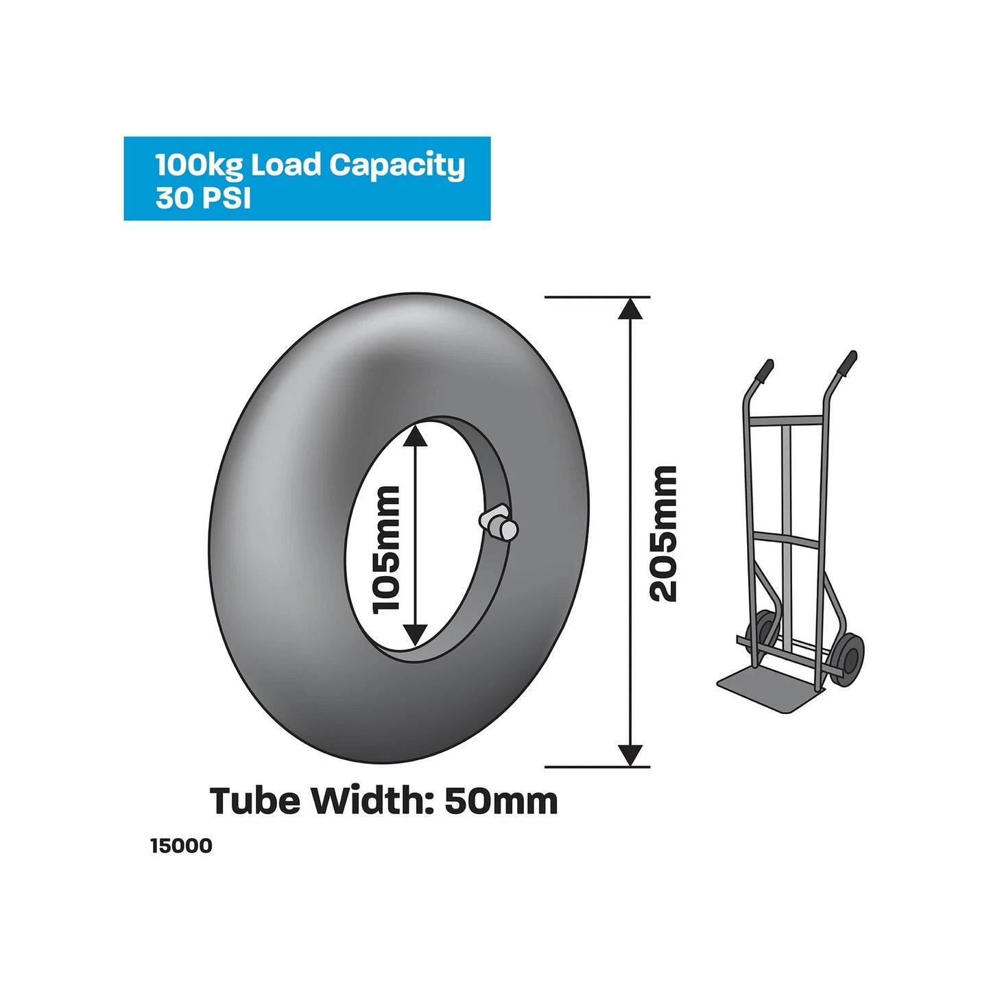 Move It 250 x 4 Replacement Inner Tube for Trolleys, Wheelbarrows, Garden Carts - Durable Rubber