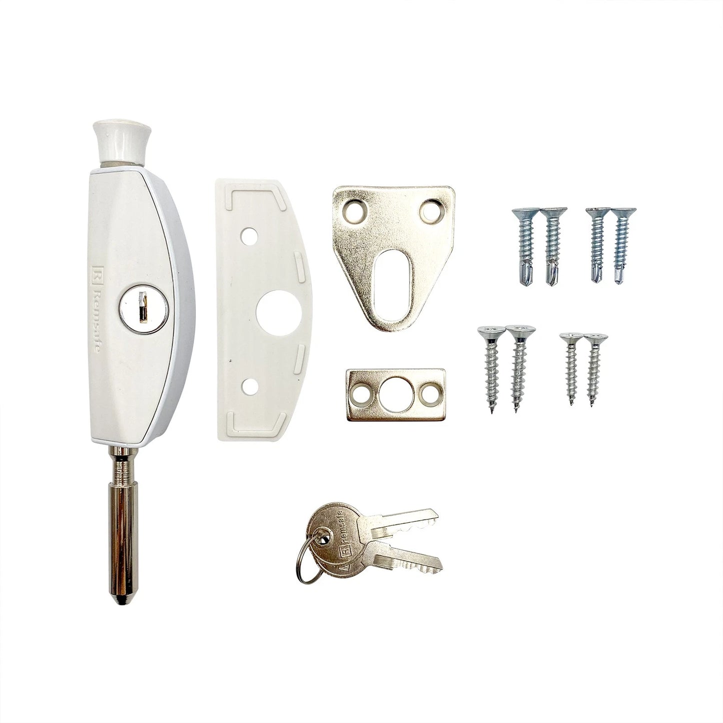Remsafe White Patio Bolt for Aluminium/Timber Doors - High Security, Keyed Alike, Indoor Use