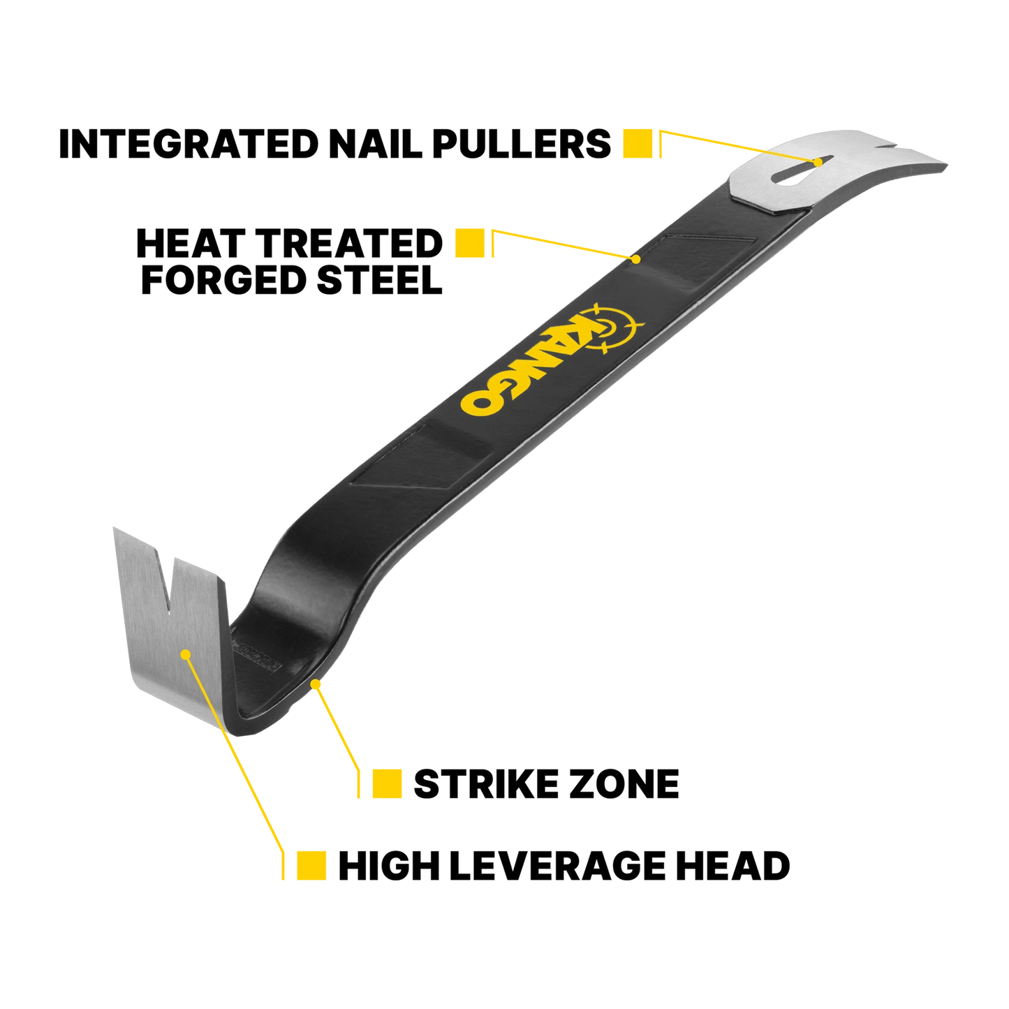 Kango 450mm Heavy-Duty Flat Pry Bar with High Leverage Head & Strike Zone™