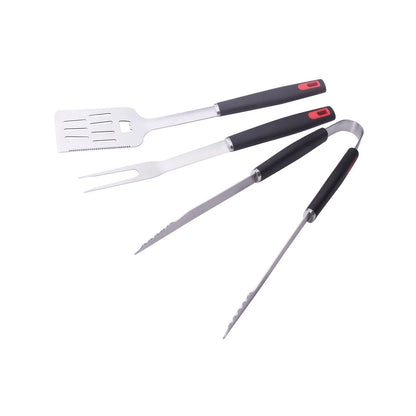 Jumbuck 3 Piece BBQ Tool Set - Stainless Steel, Comfort Grip, Spatula, Fork, Tongs