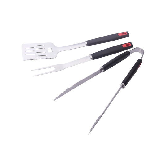 Jumbuck 3 Piece BBQ Tool Set - Stainless Steel, Comfort Grip, Spatula, Fork, Tongs
