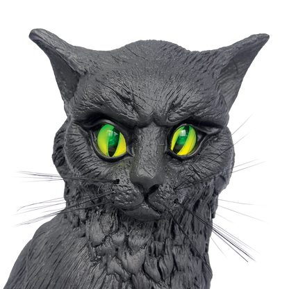 Galah Halloween Talking Black Cat 36cm with Light-Up Eyes & Sound Sensor
