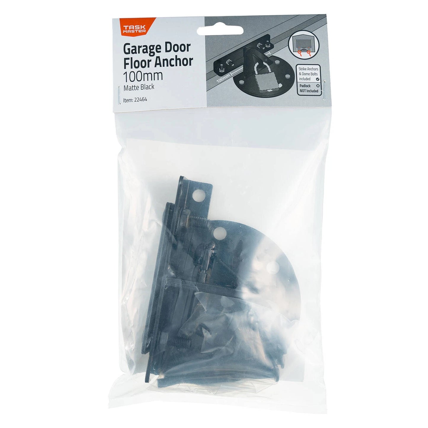 Taskmaster 100mm Black Matte Zinc Garage Door Floor Anchor for DIY Security