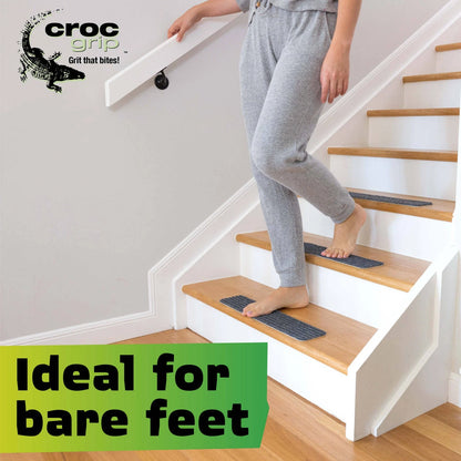 Croc Grip Grey Anti-Slip Carpet Treads 500mm x 100mm 3 Pack - Durable, Easy Install, Pet Friendly