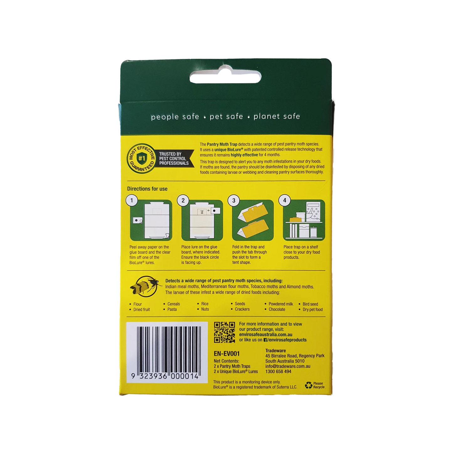 EnviroSafe Pantry Moth Trap 2 Pack - Pesticide-Free, Long-Lasting, Food Safe