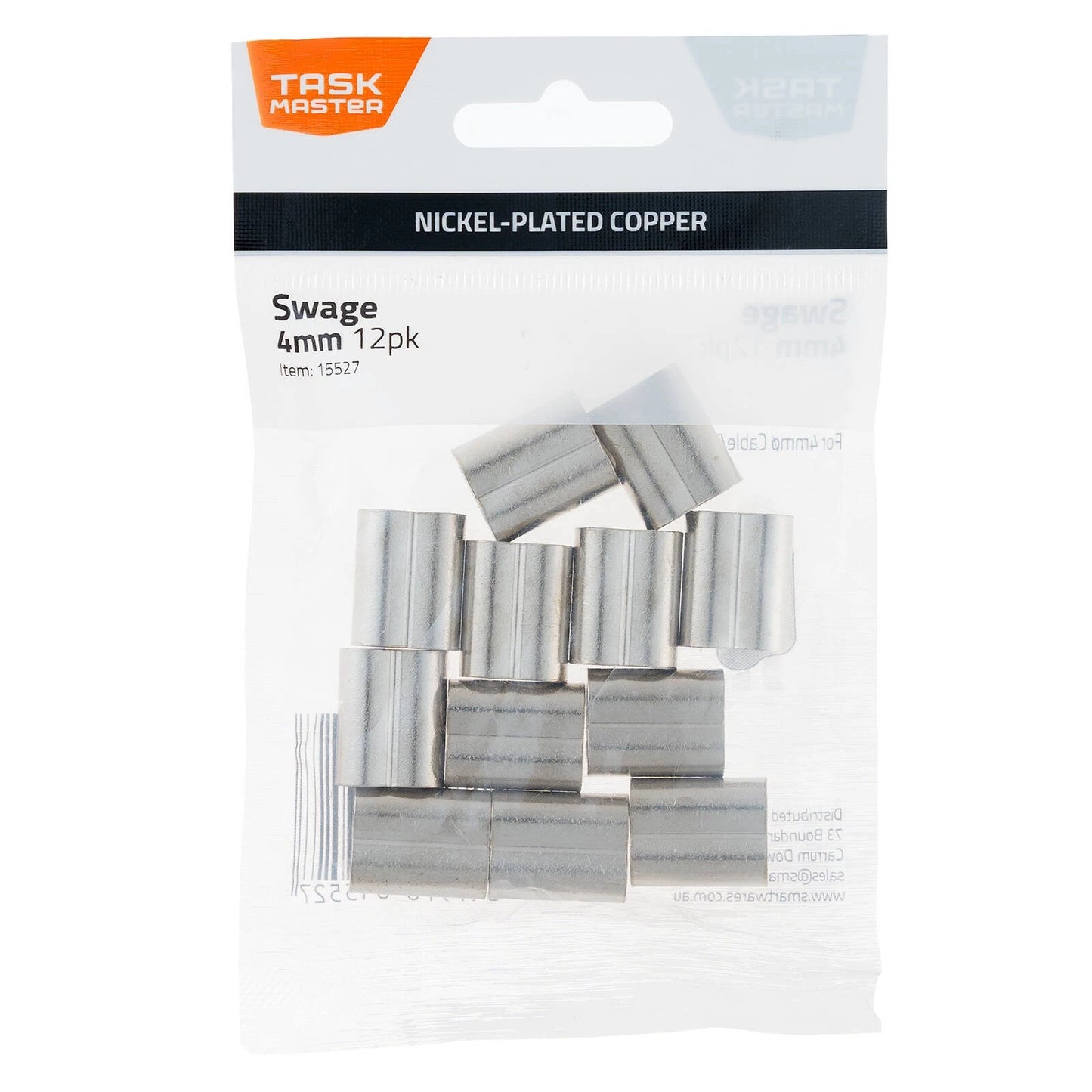 Taskmaster 4mm Copper Swage 12-Pack, Anti-Corrosive, Durable Wire Connections