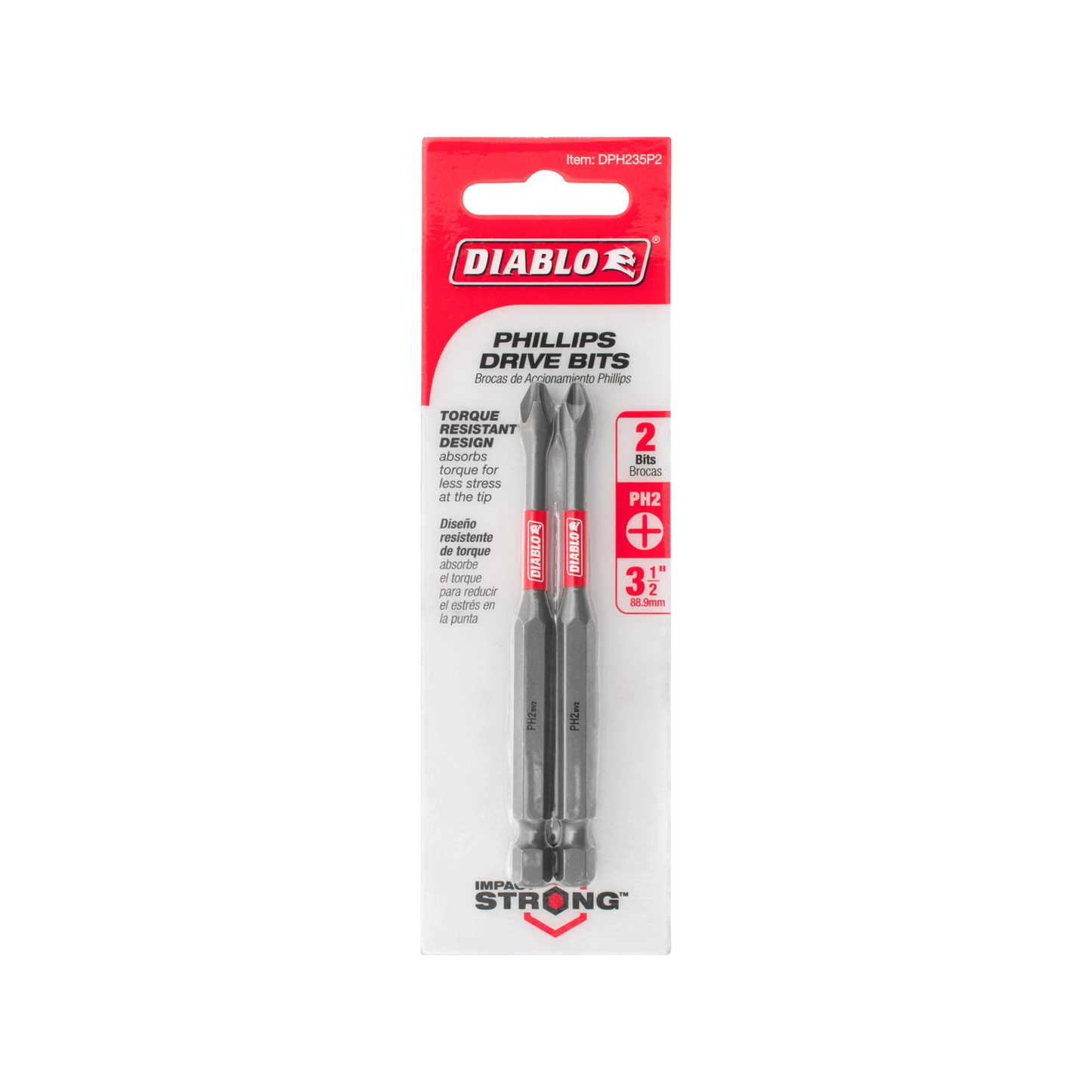 Diablo 3.5" Philips Drive Bits 2 Piece - Durable, Impact Resistant, Torque Resistant Design