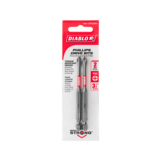 Diablo 3.5" Philips Drive Bits 2 Piece - Durable, Impact Resistant, Torque Resistant Design