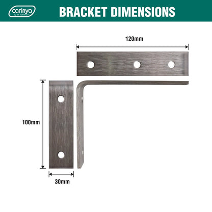 Carinya Stainless Steel Heavy Duty Angle Bracket 125x100mm, 200kg Load Capacity
