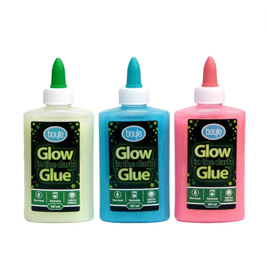 Boyle Glow In The Dark Adhesive Craft Glue 147ml - Child Safe, Washable, Rechargeable Glow