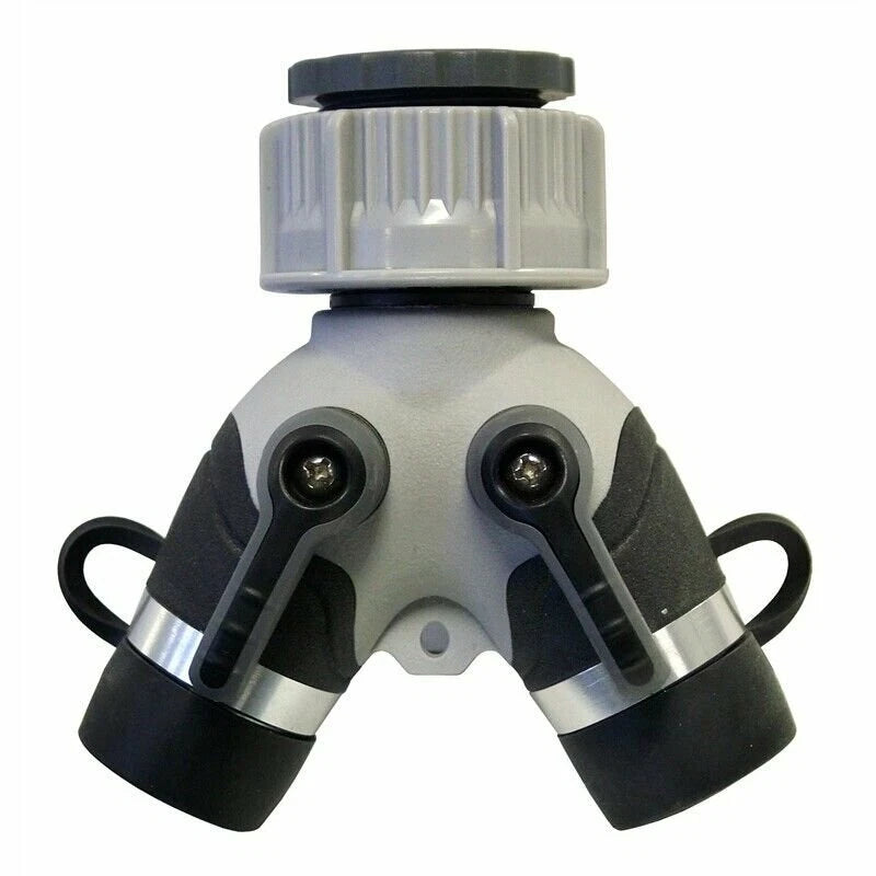 Holman Metal 2 Way Outlet Y Manifold for Garden Tap with Dual 3/4" BSP Threaded Outlets