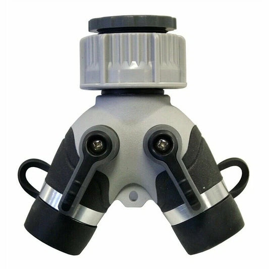 Holman Metal 2 Way Outlet Y Manifold for Garden Tap with Dual 3/4" BSP Threaded Outlets