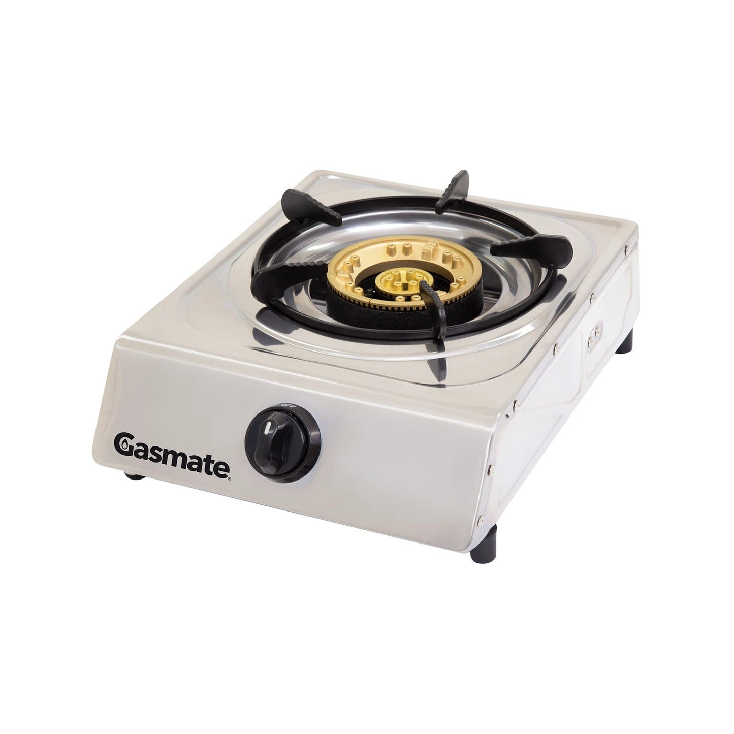 Gasmate Single Burner Wok Cooker, 18.8MJ/h Brass Burner, Stainless Steel, Piezo Ignition