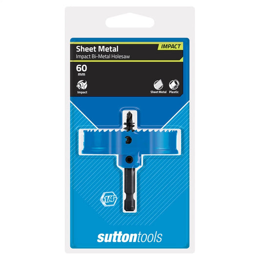 Sutton Tools 60mm Bi-Metal Impact Holesaw, 1/4" Hex Shank, Quick Ejector, Thin Wall 8 TPI