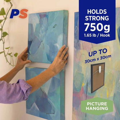 Permastik Small Picture Hooks 9 Pcs, Holds 750g, Damage-Free, Self-Adhesive, Easy Install