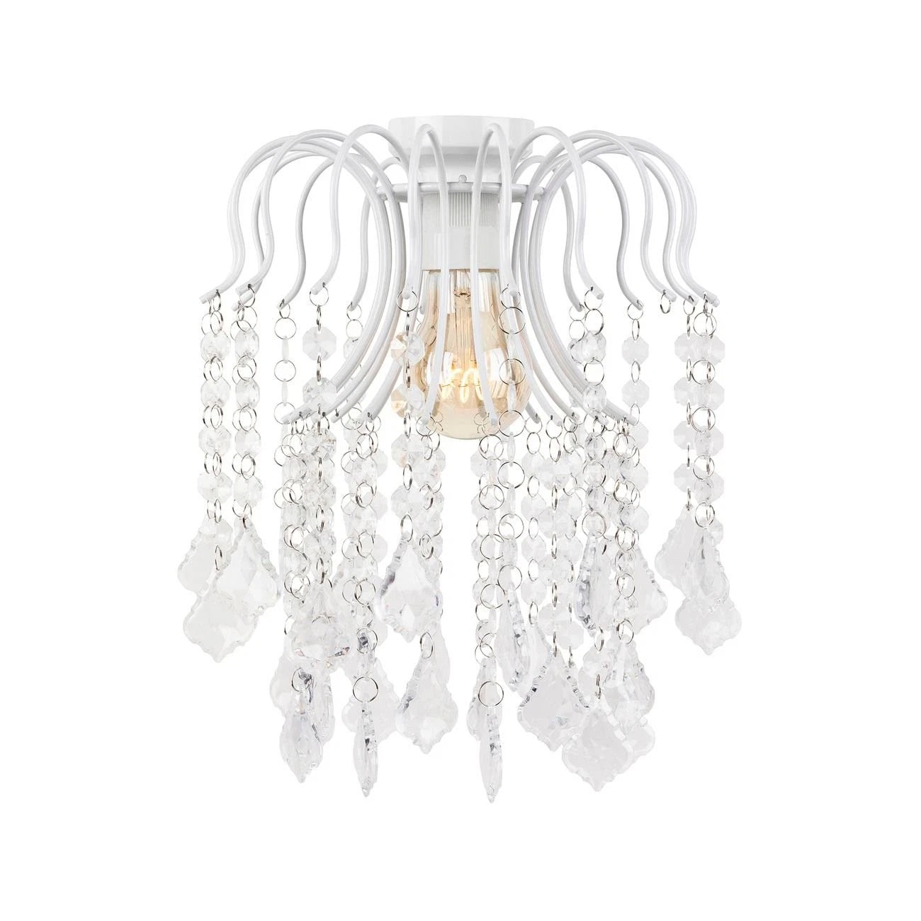 Brilliant Countess 24cm White Ceiling Light with Acrylic Beads and Curved Arms