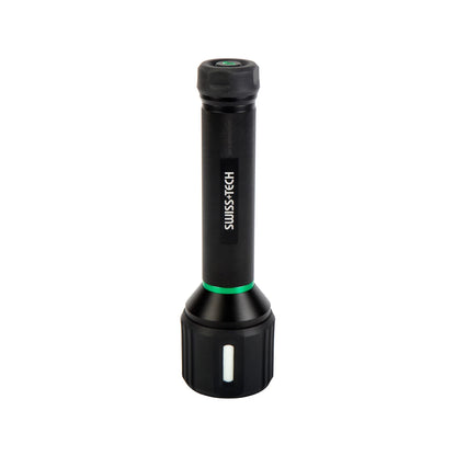 SWISS+TECH 1000lm Dual Power Rechargeable Drop Proof Flashlight, 350m Beam, IPX7 Waterproof