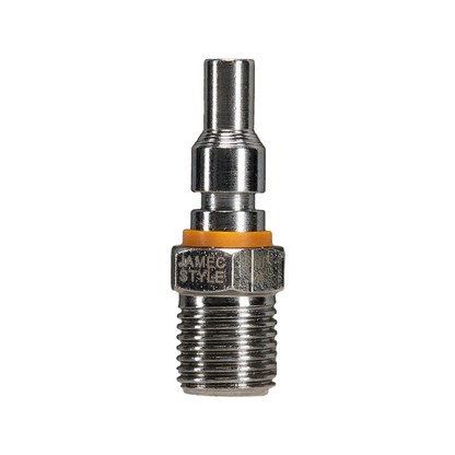 Powerfit Jamec Style 1/4" Male Plug, Durable Steel, 150 PSI, Orange Band