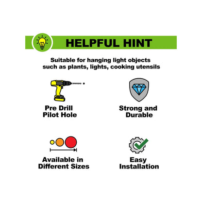 Everhang 12mm White PVC Cup Hooks - 25 Pack, Easy Install, Indoor/Outdoor Use