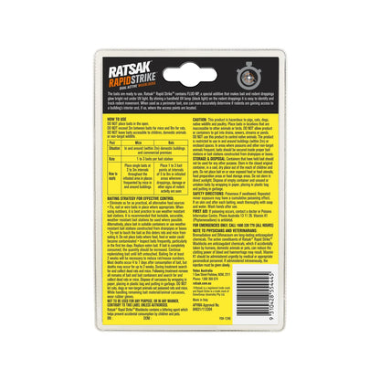 RATSAK 90g Rapid Strike Wax Blocks - Fast-Acting, Weather-Resistant Rodent Control