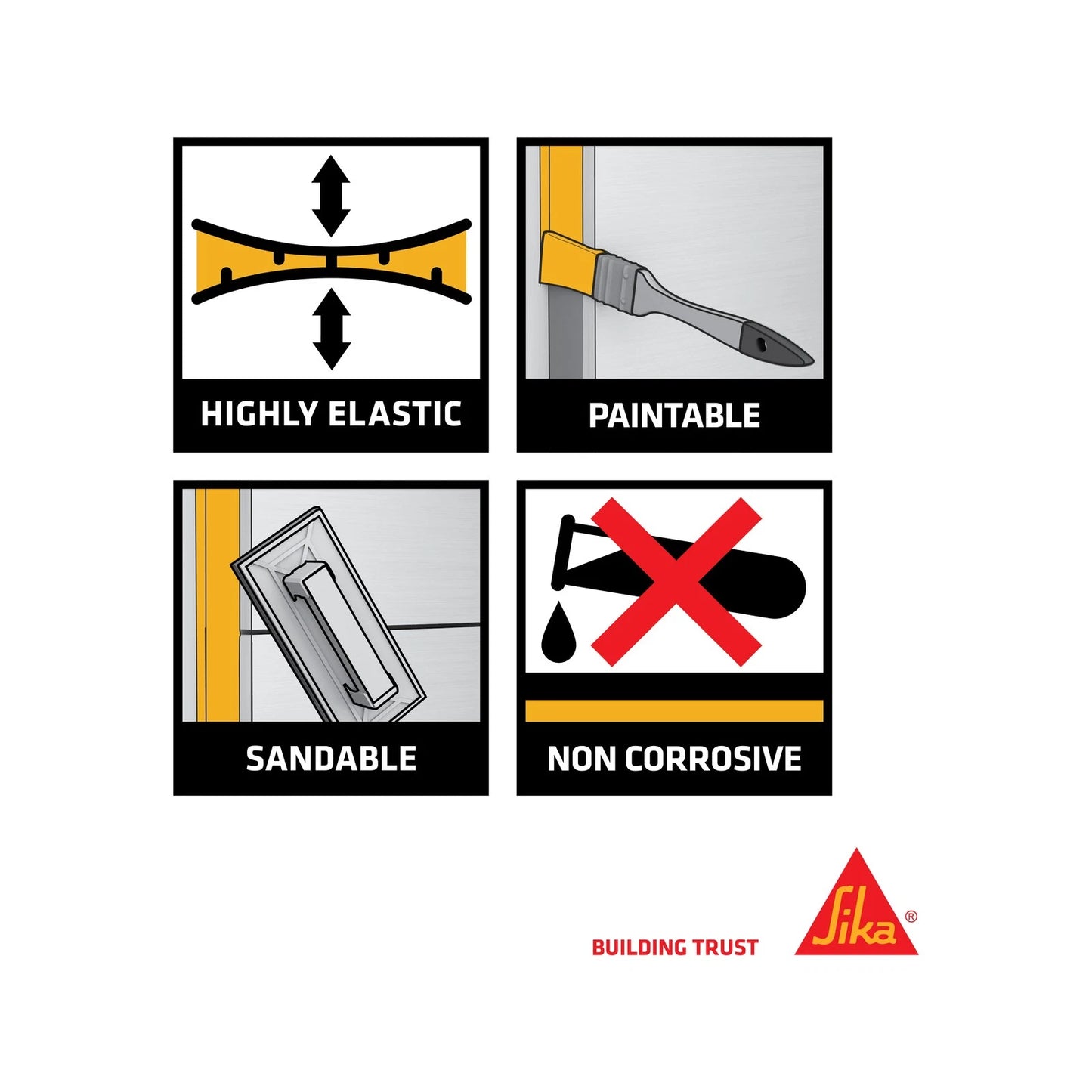 Sika Sikaflex-221 Multi-Purpose Adhesive Sealant 310ml - White/Black, Durable & Universal Bonding