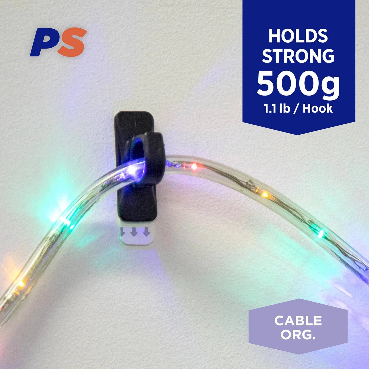 Permastik Large Black Cable Clips 5 Pack - Strong Hold, Self-Adhesive, Easy Removal