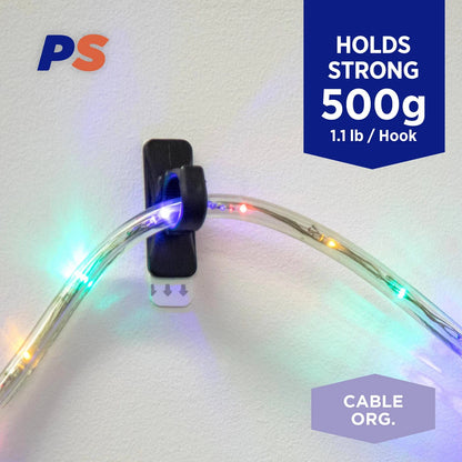 Permastik Large Black Cable Clips 5 Pack - Strong Hold, Self-Adhesive, Easy Removal