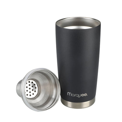 Marquee 500ml Black Stainless Steel Insulated Cocktail Shaker - Leak-Proof, Easy to Clean