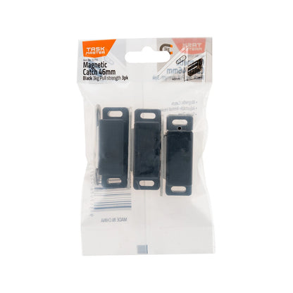 Taskmaster 46mm Black Magnetic Door Catch 3 Pack - Easy Install, Versatile Use