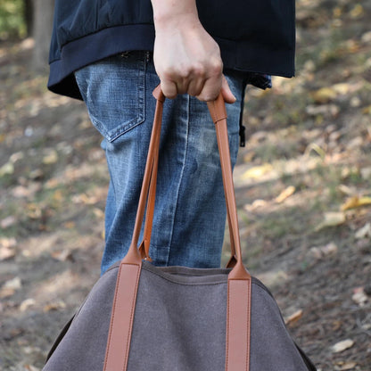 Mimosa Canvas Log Carrier Tote 98x45cm, Waterproof, Heavy Duty, Foldable, Brown