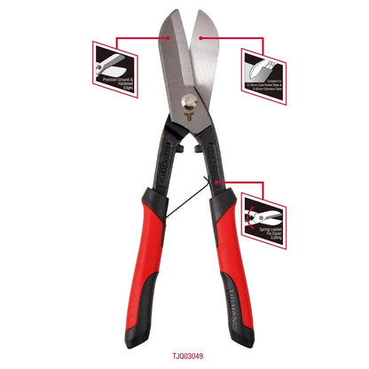 Trojan 250mm Tin Snips, 0.78mm Steel Capacity, Spring Loaded, Lifetime Warranty