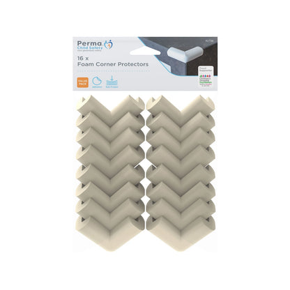 Perma Child Safety Foam Corner Protectors, Cream, 16 Pack - Easy Install, Durable, Versatile Use