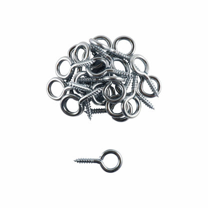Everhang 4mm Zinc Screw Eyes, 25 Pack - Durable Steel, Easy Install, Light-Duty Hanging
