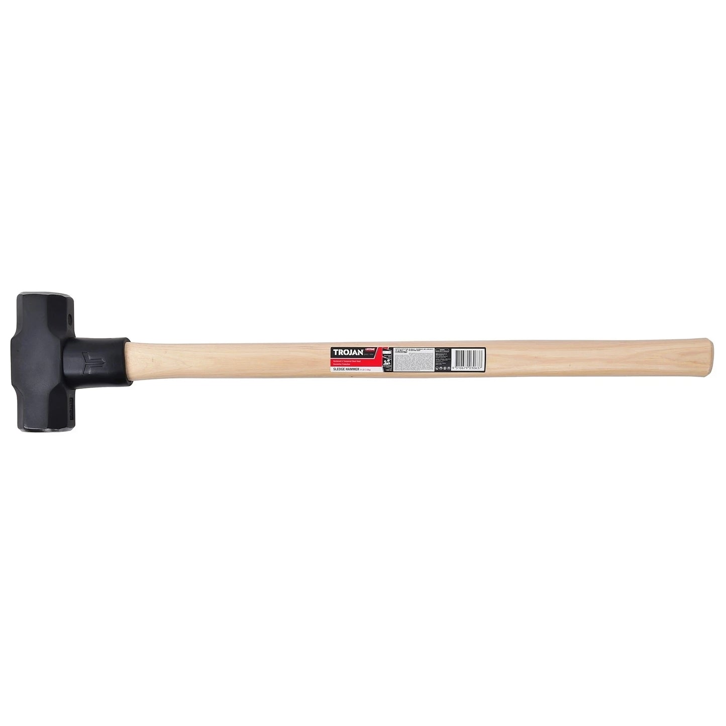 Trojan 8lb Timber Sledge Hammer, Carbon Steel Head, Hickory Handle, Lifetime Warranty