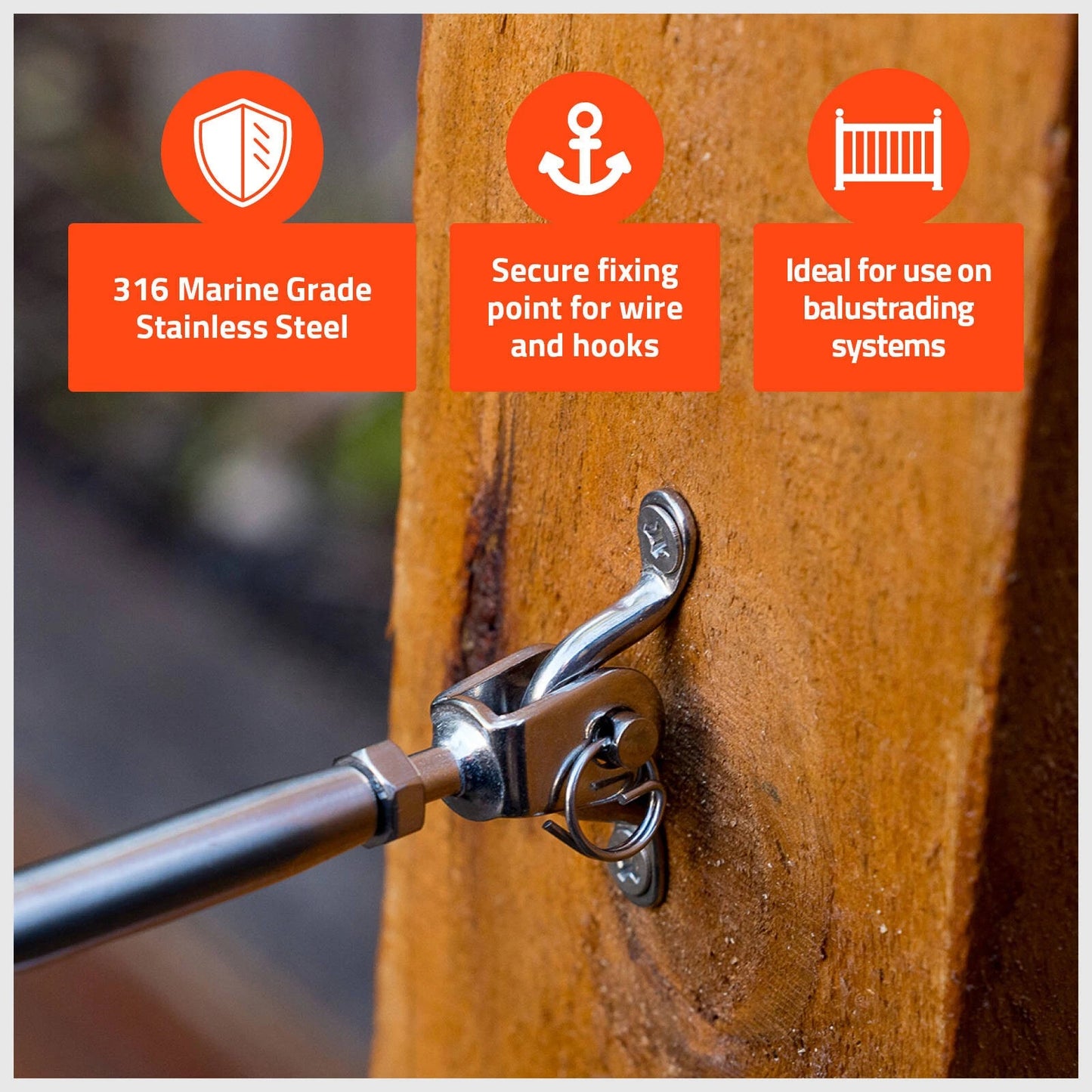 Taskmaster 5mm 316 Stainless Steel Marine Grade Wire Eye Strap - 24 Pack