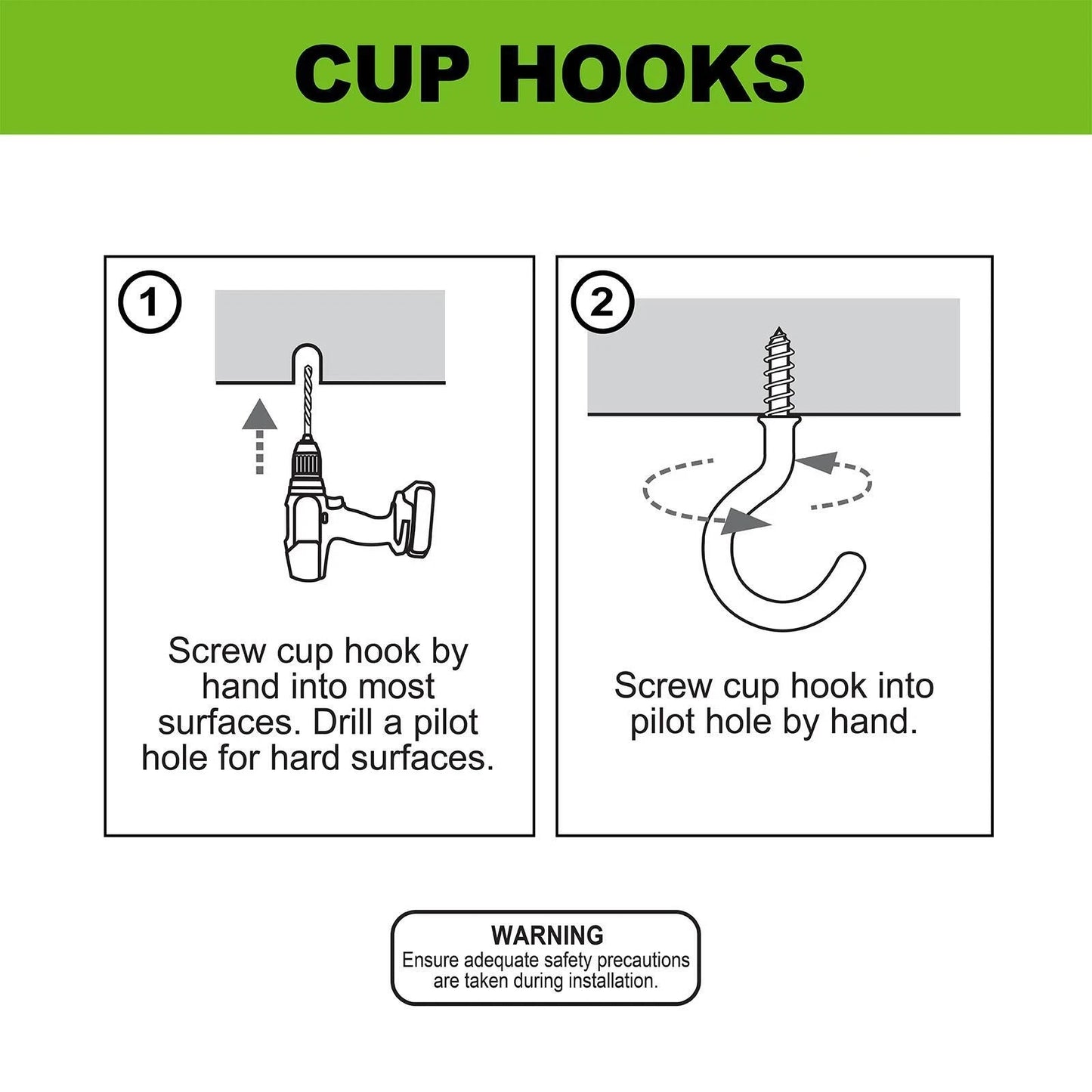 Everhang 21mm White PVC Cup Hooks 4 Pack - Secure, Easy Install, Indoor/Outdoor Use