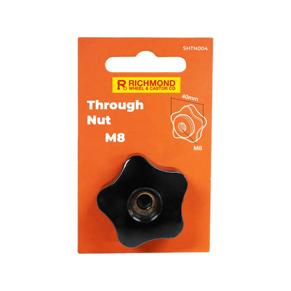Richmond M8 Through Nut - Black Bakelite Head, Brass Insert, 5-Lobe Design